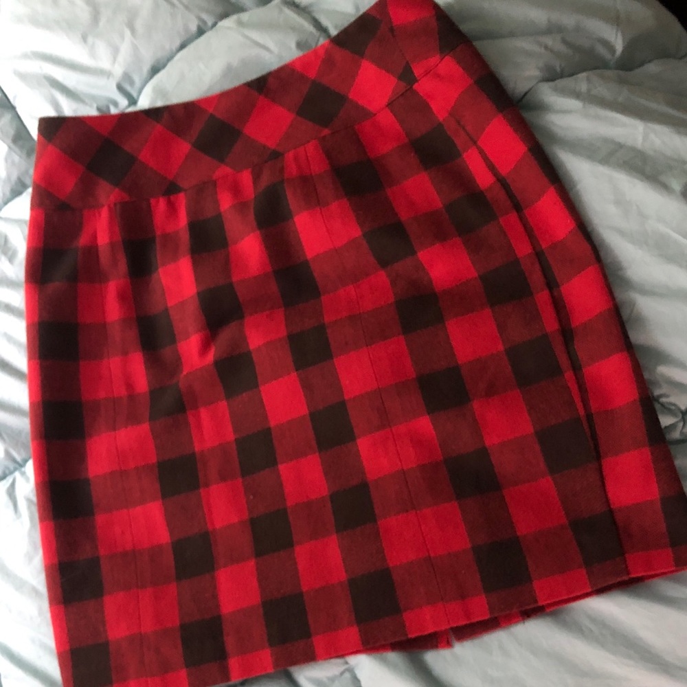 Plaid wool skirt